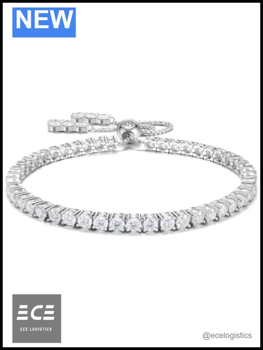 Moissanite Tennis Bracelet S925 Sterling Silver Adjustable